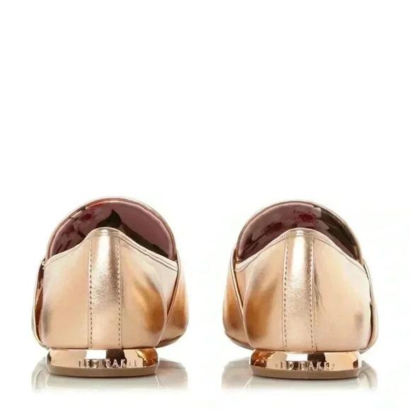 Ted Baker Eliena Snaffle Trim Metallic Golden Leather Loafers- Women- US 9.5 - Picture 3 of 10